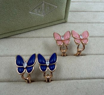 Van Cleef & Arpels Enamel Butterfly Wing Stud Earrings