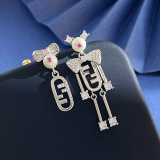 Fendi Bellini FF Robot Charm Stud Earrings
