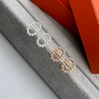 Hermès Éclat Pavé Circle Link Stud Earrings