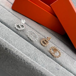Hermès Éclat Pavé Circle Link Stud Earrings