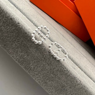 Hermès Éclat Pavé Circle Link Stud Earrings
