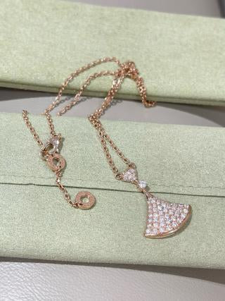 Bvlgari Rose Gold Crystal Fan Pendant Necklace – Elegant Luxury Jewelry