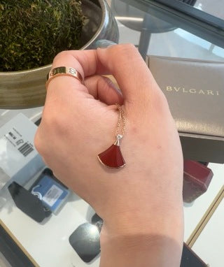 Bvlgari Red Fan Pendant Necklace – Elegant Luxury Jewelry