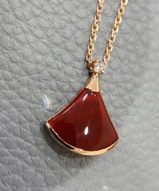 Bvlgari Red Fan Pendant Necklace – Elegant Luxury Jewelry