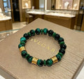 Bvlgari Green Beaded Gold Accent Bracelet – Elegant Luxury Jewelry