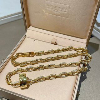 Bvlgari Gold Geometric Link Pendant Necklace – Elegant Luxury Jewelry