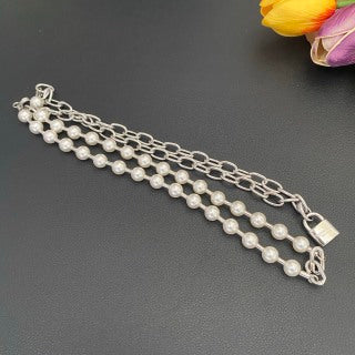 Tiffany Long Necklace with Square Pearl Clasp and Padlock Pendant