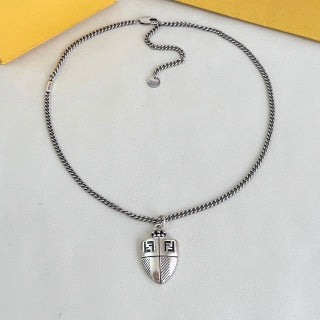 Fendi Varello FF Shield Pendant Necklace
