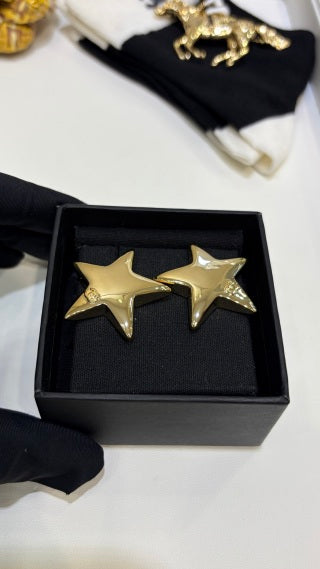 CHANEL Stellaire Gold Star Stud Earrings