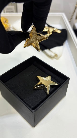 CHANEL Stellaire Gold Star Stud Earrings