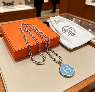 Hermès Pop H Medallion Enamel Pendant Necklace