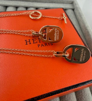 Hermès Éclat Pearl Pavé Oval Pendant Necklace