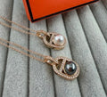 Hermès Éclat Pearl Pavé Oval Pendant Necklace