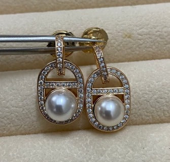 Hermès Éclat Pearl Pavé Frame Earrings
