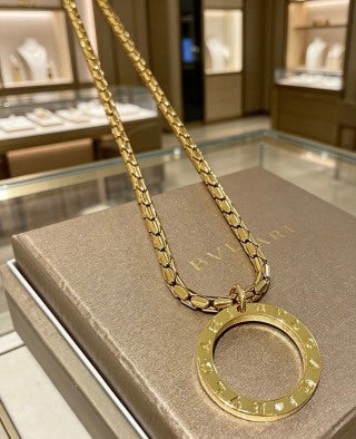 Bvlgari Gold Circle Pendant Necklace – Elegant Luxury Jewelry