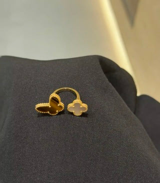 Van Cleef & Arpels Mother of Pearl Twin Clover Open Ring