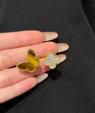 Van Cleef & Arpels Mother of Pearl Twin Clover Open Ring
