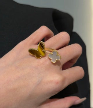 Van Cleef & Arpels Mother of Pearl Twin Clover Open Ring