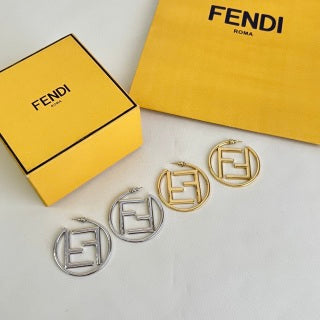 Fendi Aria FF Circle Logo Stud Earrings