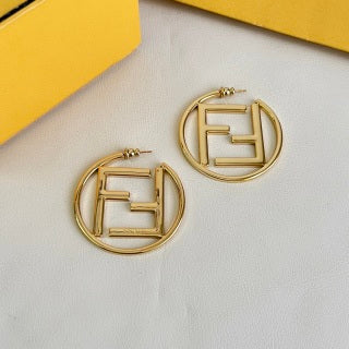 Fendi Aria FF Circle Logo Stud Earrings