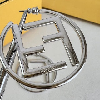 Fendi Aria FF Circle Logo Stud Earrings