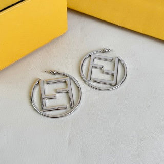 Fendi Aria FF Circle Logo Stud Earrings