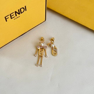 Fendi Bellini FF Robot Charm Drop Earrings