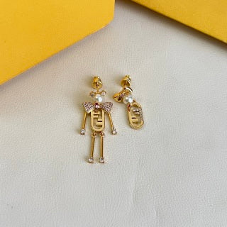 Fendi Bellini FF Robot Charm Drop Earrings