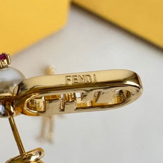 Fendi Bellini FF Robot Charm Drop Earrings