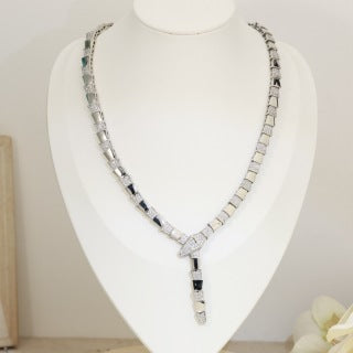 Bvlgari Geometric Link Crystal Necklace – Elegant Luxury Jewelry