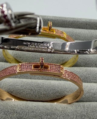 Hermès Pavé H Clasp Crystal Bangle Bracelet