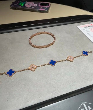 Van Cleef & Arpels Alhambra 5-motif bracelet in lapis lazuli and diamonds