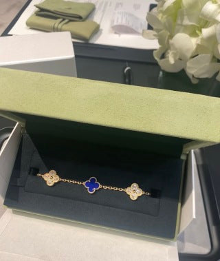 Van Cleef & Arpels Alhambra 5-motif bracelet in lapis lazuli and diamonds