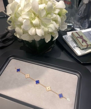 Van Cleef & Arpels Alhambra 5-motif bracelet in lapis lazuli and diamonds