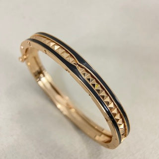 Bvlgari Rose Gold Black Ceramic Bangle Bracelet – Elegant Luxury Jewelry