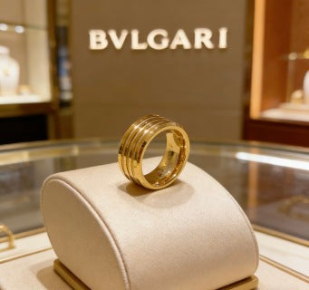 Bvlgari Gold Multi-Layer Band Ring – Elegant Luxury Jewelry