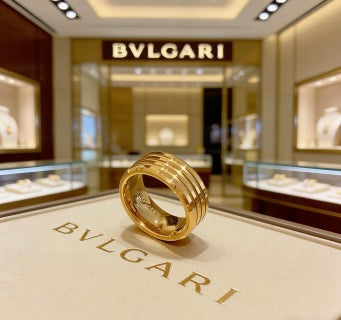 Bvlgari Gold Multi-Layer Band Ring – Elegant Luxury Jewelry