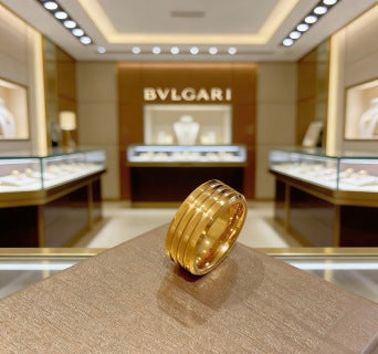 Bvlgari Gold Multi-Layer Band Ring – Elegant Luxury Jewelry