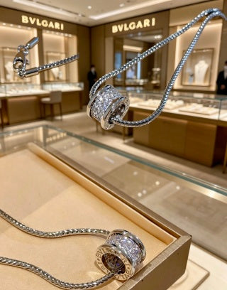 Bvlgari Crystal Geometric Pendant Necklace – Elegant Luxury Jewelry