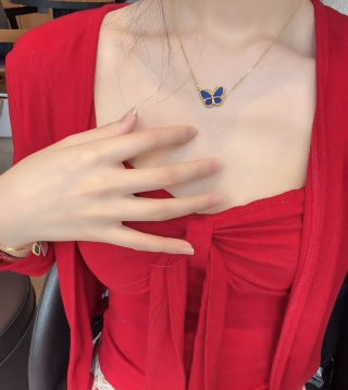 Van Cleef & Arpels Sapphire Butterfly Trio Necklace