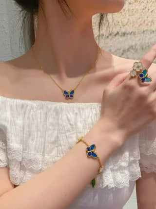 Van Cleef & Arpels Sapphire Butterfly Trio Necklace
