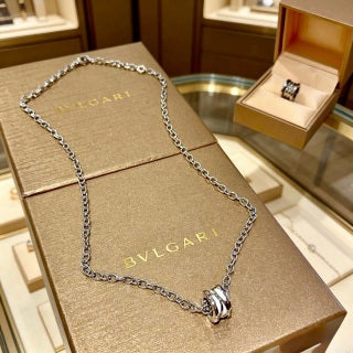 Bvlgari White Gold Circle Pendant Necklace – Elegant Luxury Jewelry