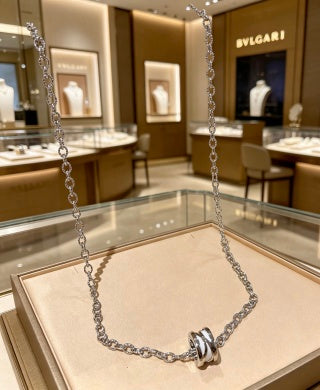 Bvlgari White Gold Circle Pendant Necklace – Elegant Luxury Jewelry