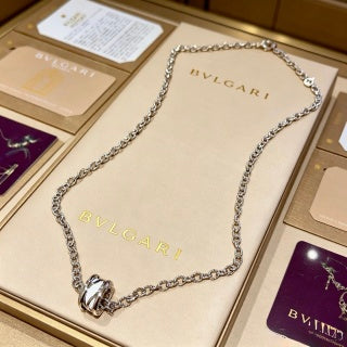 Bvlgari White Gold Circle Pendant Necklace – Elegant Luxury Jewelry