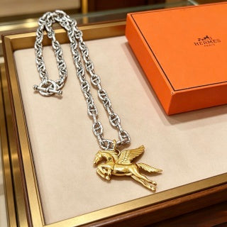 Hermès Pegasus Horse Charm Chain Necklace
