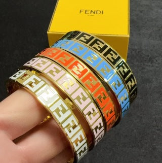 Fendi Vario FF Enamel Logo Bangle Bracelet