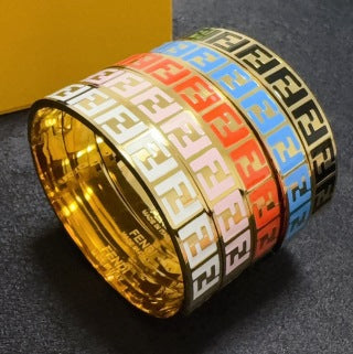Fendi Vario FF Enamel Logo Bangle Bracelet