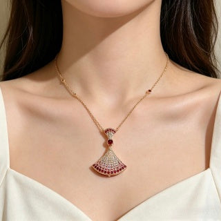 Bvlgari Pink Gem Fan Pendant Necklace – Elegant Luxury Jewelry