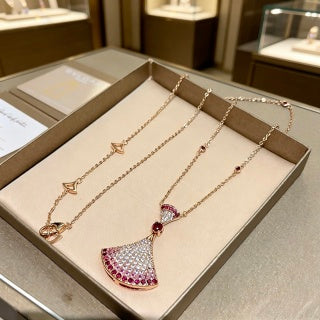 Bvlgari Pink Gem Fan Pendant Necklace – Elegant Luxury Jewelry