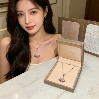Bvlgari Pink Gem Fan Pendant Necklace – Elegant Luxury Jewelry